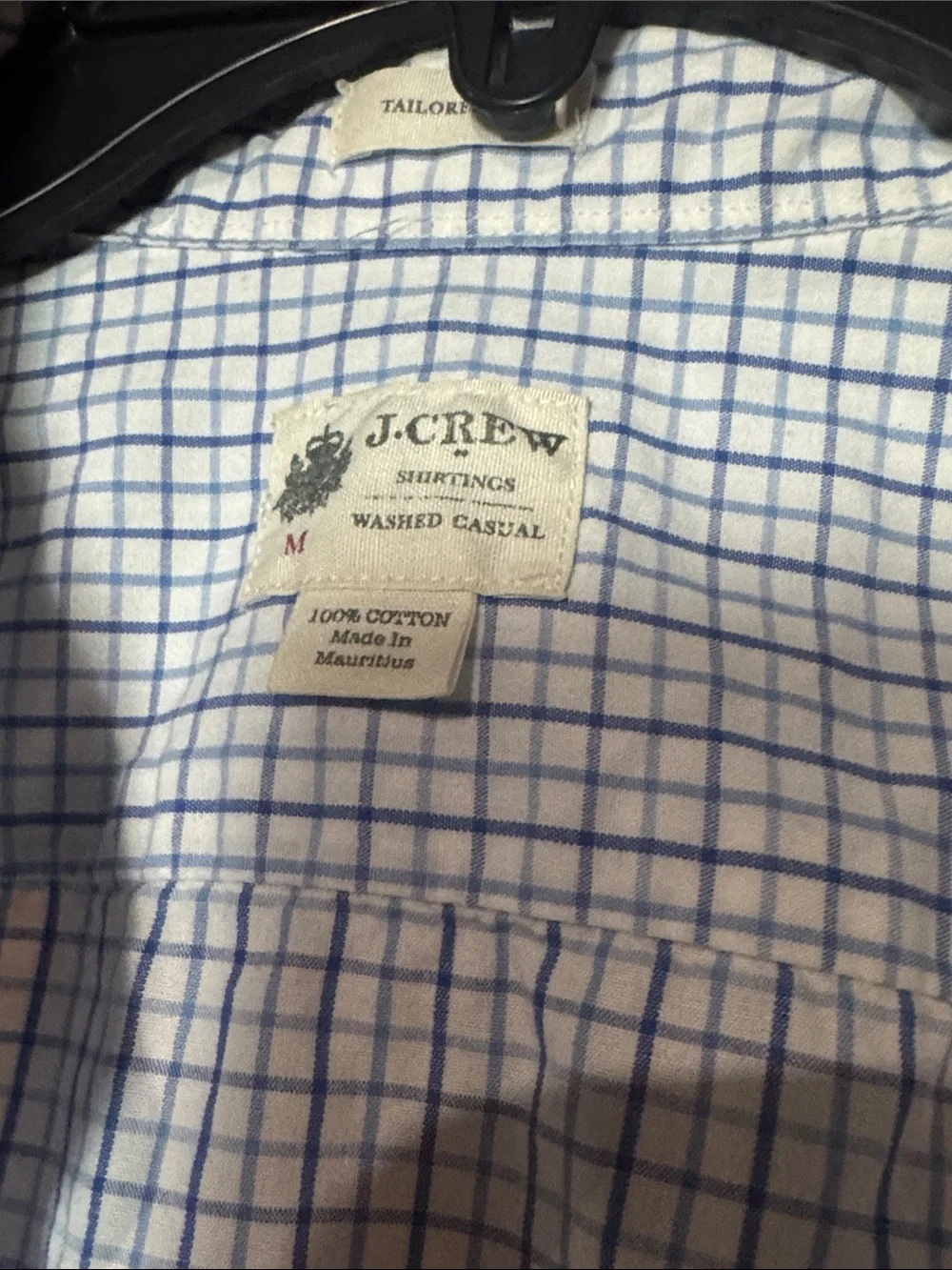 J. Crew Men's Light Blue and White Check Button-Down Shirt - Size M